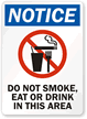 Do Not Smoke, Eat Or Drink Sign
