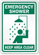 Emergency Shower Keep Area Clear Sign