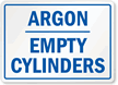 Argon Empty Cylinders Sign