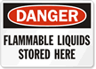 Danger Flammable Liquids Stored Here Sign