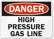 Danger High Pressure Gas Line Sign