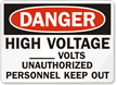 Danger High Voltage ___ Volts Sign