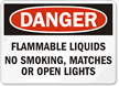 Danger Flammable Liquids No Smoking Sign