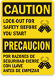 Caution / Precaucion Sign: Lockout For Safety