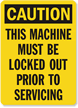 Caution Sign: Machine Must Be Locked Out vertical)