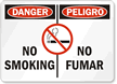 Danger / Peligro No Smoking Sign Bilingual