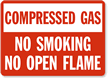 Compressed Gas No Smoking Sign