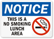 No Smoking Lunch Area (symbol) Sign