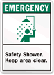 Emergency (ANSI) Safety Shower Keep Clear Sign