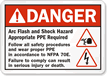 Danger Arc Flash Shock Hazard Sign