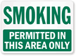 Smoking Permitted In This Area Only Sign