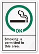 Smoking Permitted In This Area Sign