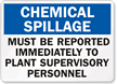 Chemical Spillage Reported Plant Supervisory Sign