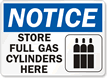 Notice Store Full Gas Cylinders Sign
