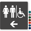 Restrooms (Men / Women / Left Arrow & Accessible Pictograms)