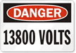 Danger 13800 Volts Sign