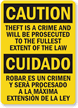 Caution Theft Prosecuted Bilingual Sign