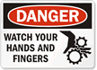 Danger Watch Your Hands and Fingers Sign