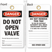 Do Not Open Valve Lockout Tag