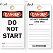 Do Not Start Lockout Tag