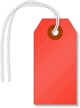 Fluorescent Red Tags (with strings)