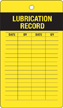 Lubrication Record Plastic Vinyl Inspection Tag
