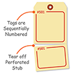 Blank - Manila Numbered Tag with Tear-Stub