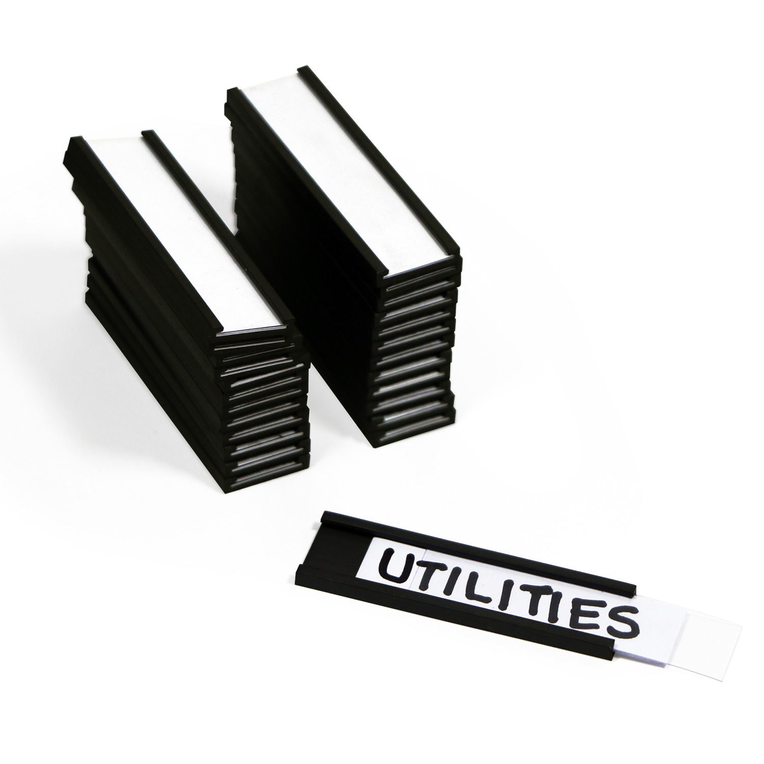 C-Line Magnetic Label Holders - 10 Pack, 4.25" X 2.5" Side Load Clear Pockets With Black Backing
