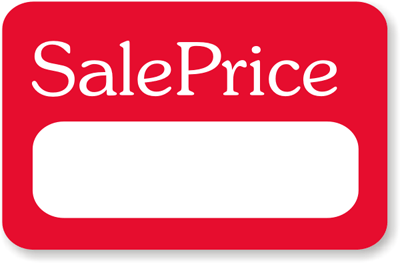 500 Self-Adhesive Sale Price Rectangular Retail Labels Sticker Red Merch Tag 