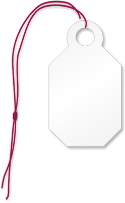 100 Small White Jewelry Price Label Tags Strung with Burgundy Strings 1" Sales 