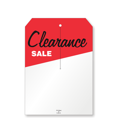 Pull customers towards your merchandise on sale with our Clearance Sale  Tags. - Slit in the middle and hole on top ensures sales tag slips over or