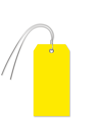 Yellow Blank Plastic Tags with Wire - Plastic Hang Tag, SKU: TG-0465-W-YL