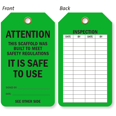 Scaffold Tags safety tags Ladder Tag Box of 10