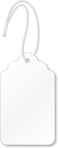 Mark your products with these economical tags. Tags are pre-strung and easy  to attach to you merchandise. - 5½ long string.-Often used with a