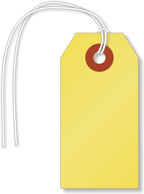 2¾ in. x 1-3/8 in. Yellow Tags (with strings), SKU: T358-1-S-YL