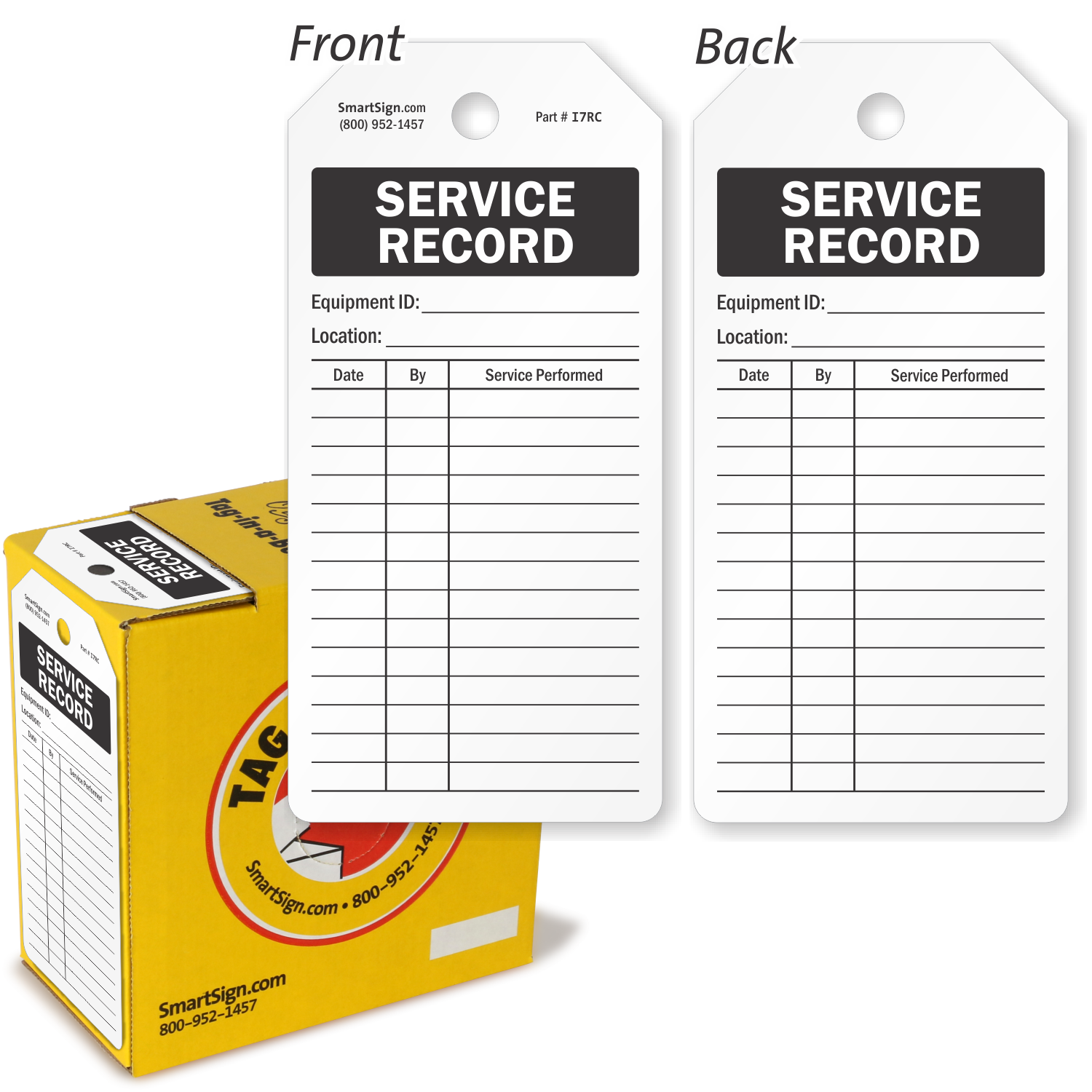 Plastic Service Record Tag-in-a-Box, Tag with Fiber Patch, SKU: T
