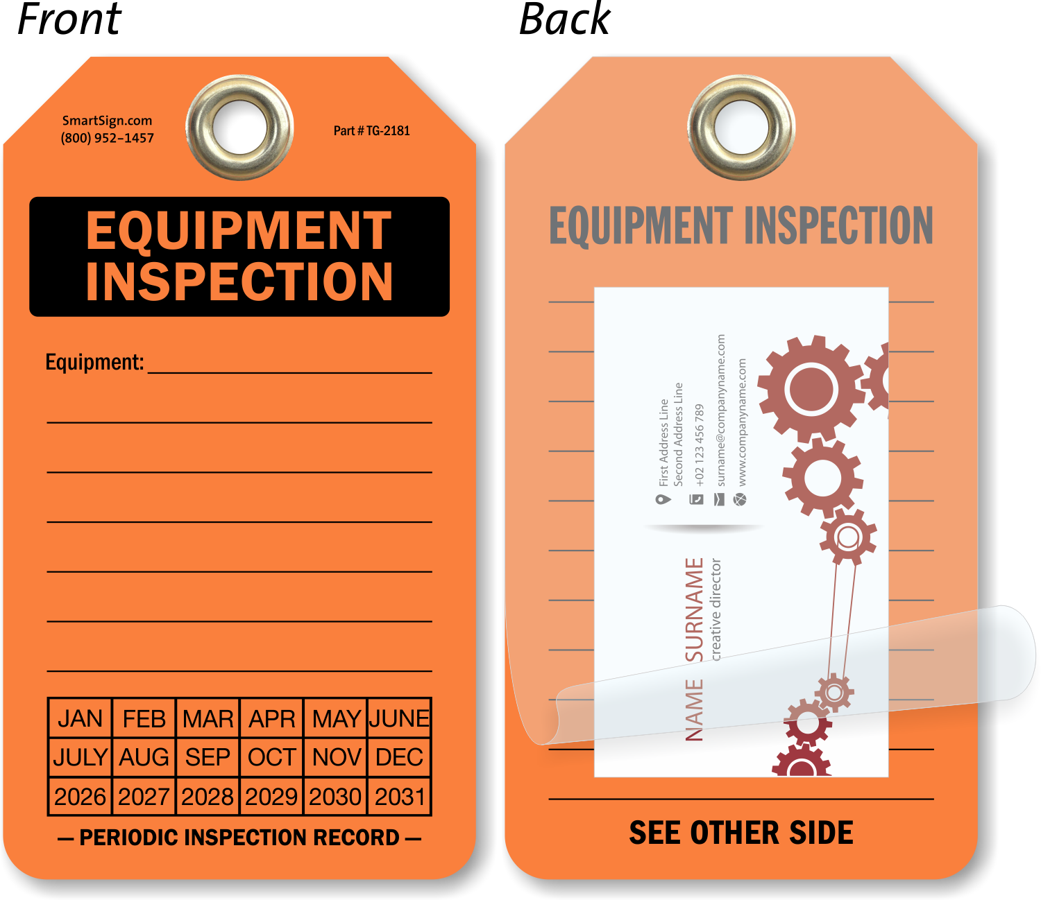 itigo0809さま専用ページ Equipment Inspection Self-Laminating Tag, SKU: TG-2181