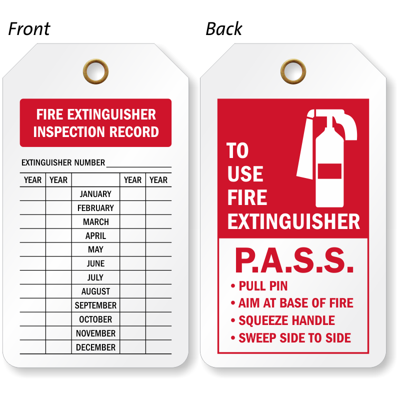 GRAB-A-DEAL PREVIOUS YEARS Details about   Fire Extinguisher Inspection Tag 