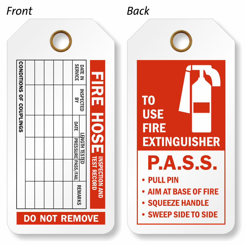 MONTHLY INSPECTION TAGS FIRE EXTINGUISHER/FIRE HOSE INDOOR/OUTDOOR USE 10 NEW 