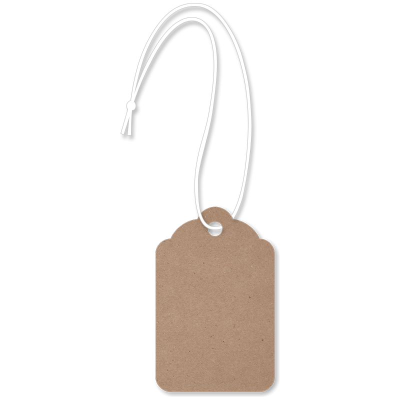 1¾ in. x 1-1/8 in. Recycled Kraft Merchandise Tags (with strings), SKU:  T451-5-S-RP