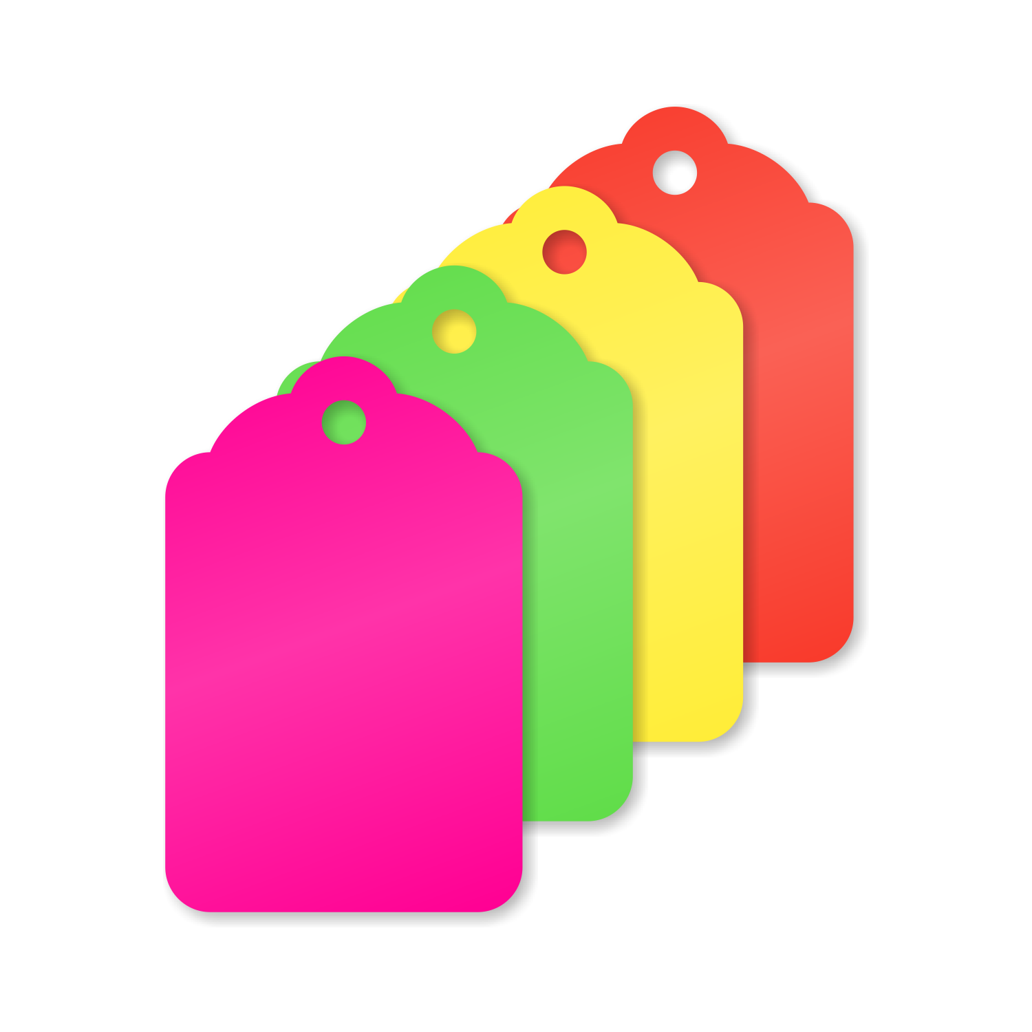 1¾ in. x 1-1/8 in. Multi-Colored Fluorescent Merchandise Tags, SKU