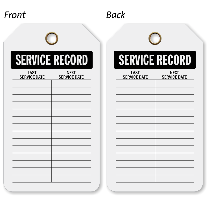 Service Record Plastic Tags, SKU: TG-1291