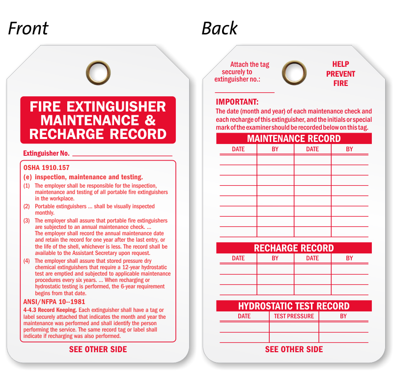 PREVIOUS YEARS GRAB-A-DEAL Details about   Fire Extinguisher Inspection Tag 