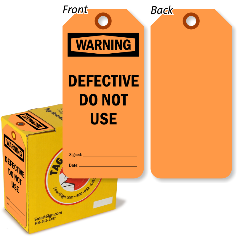 Pack of 5 Tie on tag Warning defective Equipment 140mm x 80mm Warning Sign Stickers Vinyl Self Adhesive Safety Danger Alert Notice Sign for Office School Restaurant