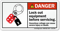 Lock Out Equipment Before Servicing Danger Label
