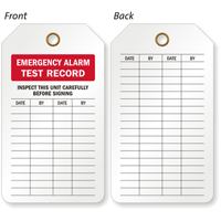 Emergency Alarm Test Record Inspection, Status 2-Sided Tag