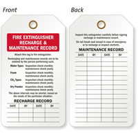 Fire Extinguisher Recharge And Reinspection Record Two-Sided Tag