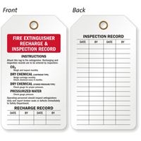 Fire Extinguisher Recharge And Reinspection Record 2-Sided Tag
