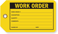 Work Order Production Control Tag
