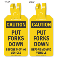 Caution Put Forks Down Self-Locking Tag